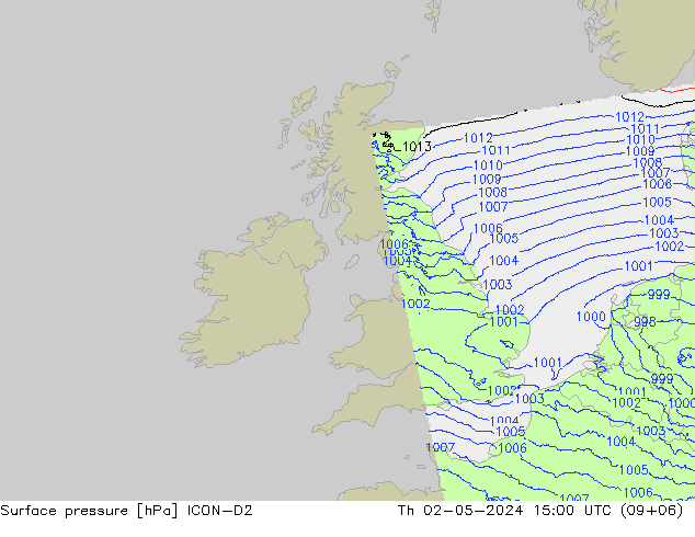 pression de l'air ICON-D2 jeu 02.05.2024 15 UTC