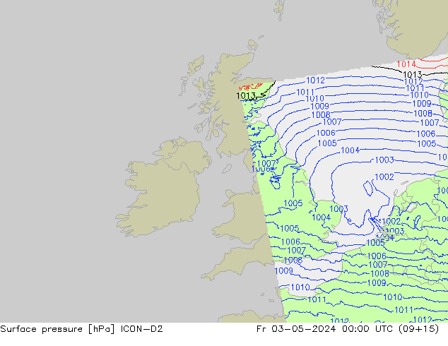 Surface pressure ICON-D2 Fr 03.05.2024 00 UTC