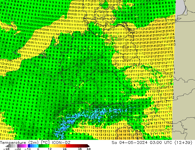 Temperature (2m) ICON-D2 So 04.05.2024 03 UTC