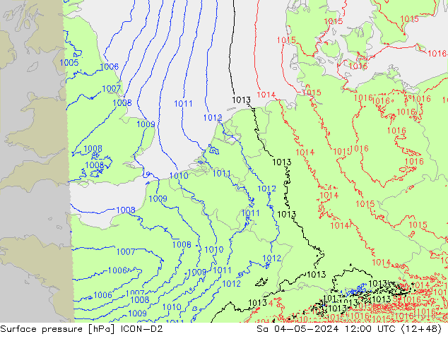 Yer basıncı ICON-D2 Cts 04.05.2024 12 UTC