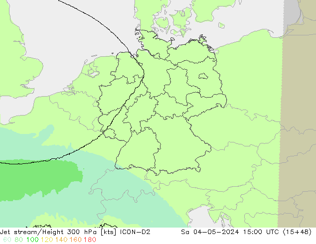 Courant-jet ICON-D2 sam 04.05.2024 15 UTC