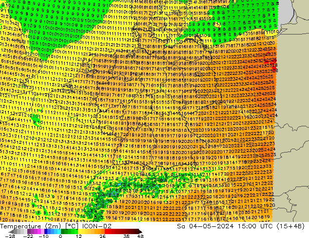 Temperature (2m) ICON-D2 Sa 04.05.2024 15 UTC