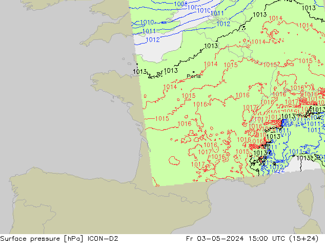 Bodendruck ICON-D2 Fr 03.05.2024 15 UTC