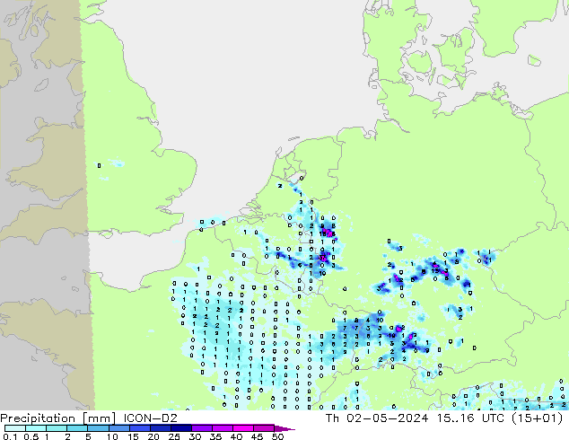 Niederschlag ICON-D2 Do 02.05.2024 16 UTC