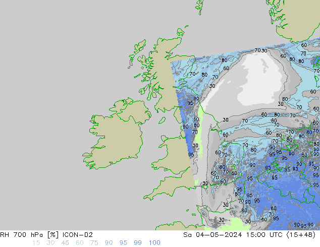 RH 700 hPa ICON-D2 Sa 04.05.2024 15 UTC