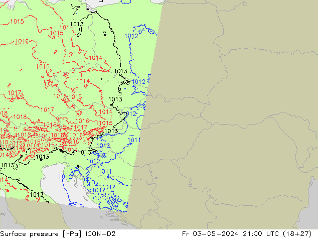 Yer basıncı ICON-D2 Cu 03.05.2024 21 UTC