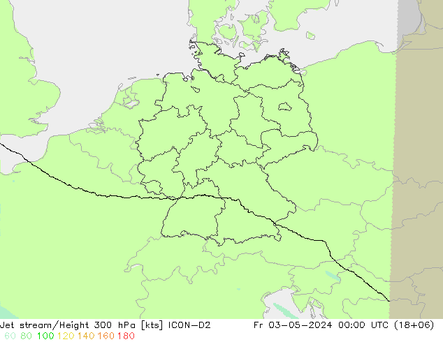 Jet stream/Height 300 hPa ICON-D2 Fr 03.05.2024 00 UTC