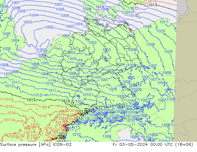 地面气压 ICON-D2 星期五 03.05.2024 00 UTC