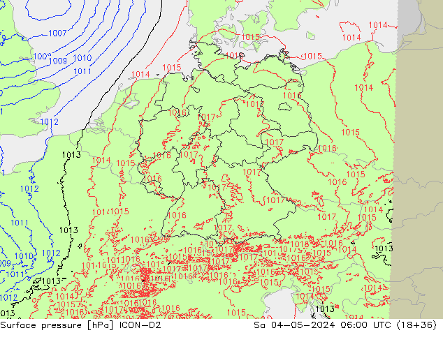 ciśnienie ICON-D2 so. 04.05.2024 06 UTC