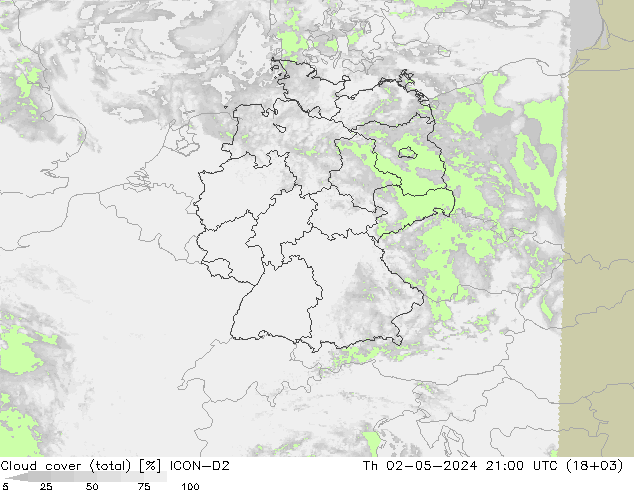 云 (总) ICON-D2 星期四 02.05.2024 21 UTC