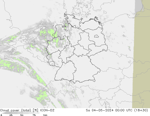 Wolken (gesamt) ICON-D2 Sa 04.05.2024 00 UTC