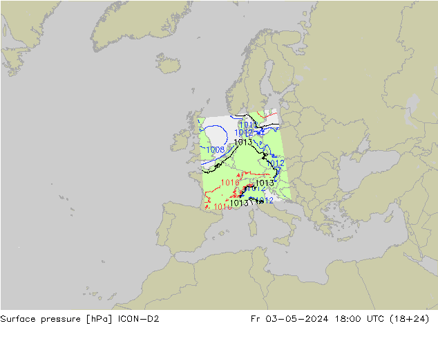 Bodendruck ICON-D2 Fr 03.05.2024 18 UTC