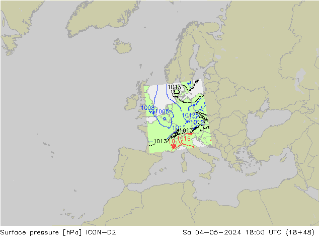 pression de l'air ICON-D2 sam 04.05.2024 18 UTC