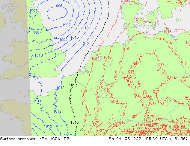 Luchtdruk (Grond) ICON-D2 za 04.05.2024 06 UTC