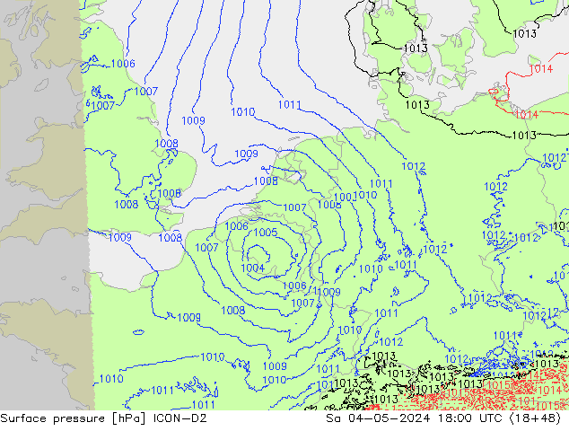 Yer basıncı ICON-D2 Cts 04.05.2024 18 UTC