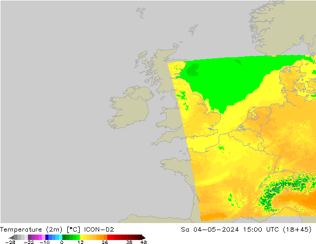 Sıcaklık Haritası (2m) ICON-D2 Cts 04.05.2024 15 UTC