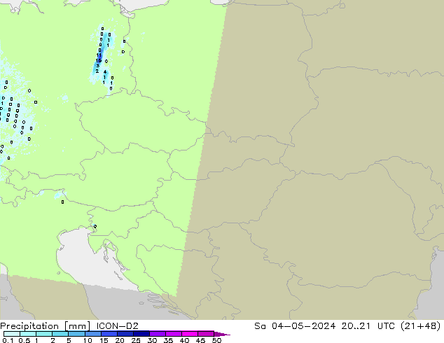 Precipitation ICON-D2 Sa 04.05.2024 21 UTC