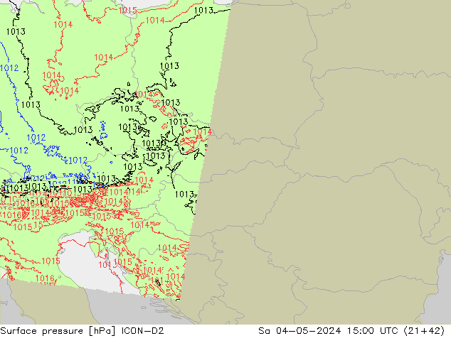 Surface pressure ICON-D2 Sa 04.05.2024 15 UTC