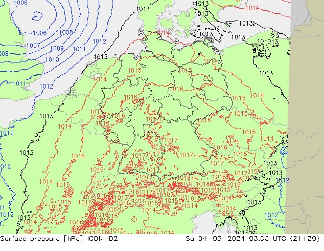Bodendruck ICON-D2 Sa 04.05.2024 03 UTC