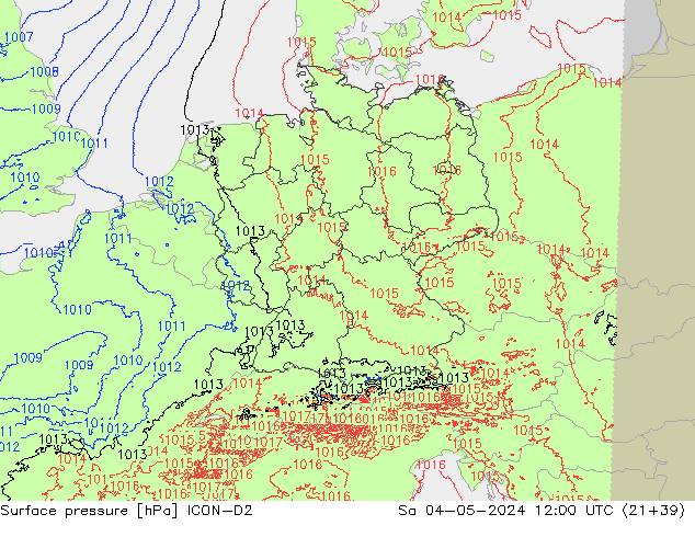 pressão do solo ICON-D2 Sáb 04.05.2024 12 UTC