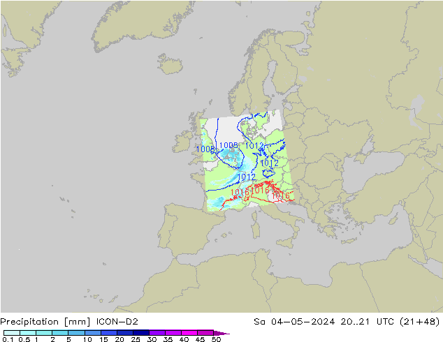 Precipitación ICON-D2 sáb 04.05.2024 21 UTC