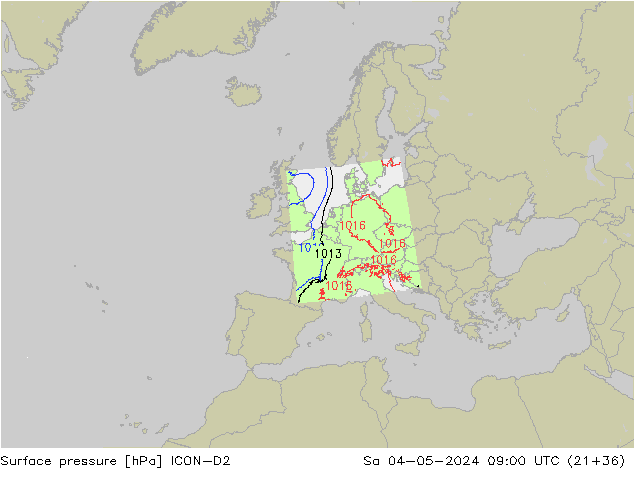 Bodendruck ICON-D2 Sa 04.05.2024 09 UTC