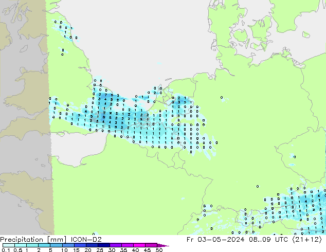 Niederschlag ICON-D2 Fr 03.05.2024 09 UTC