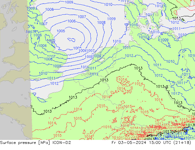 ciśnienie ICON-D2 pt. 03.05.2024 15 UTC