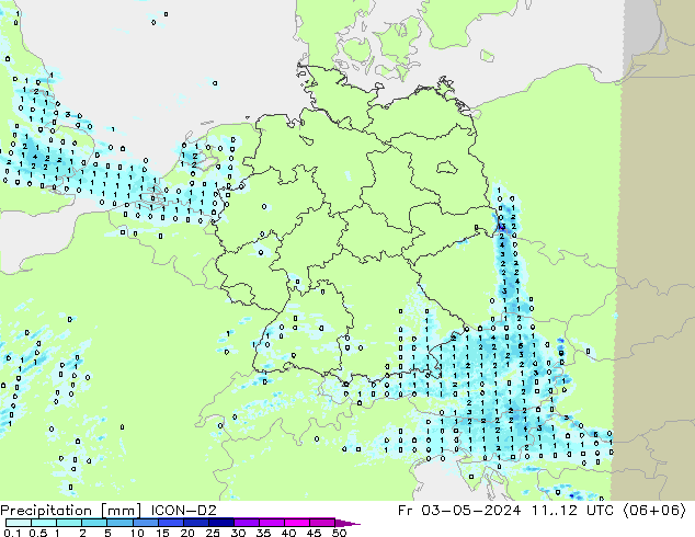 Precipitation ICON-D2 Fr 03.05.2024 12 UTC
