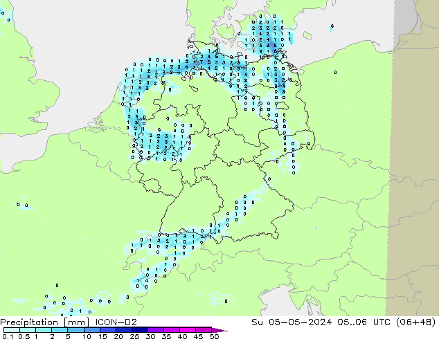 Precipitation ICON-D2 Su 05.05.2024 06 UTC