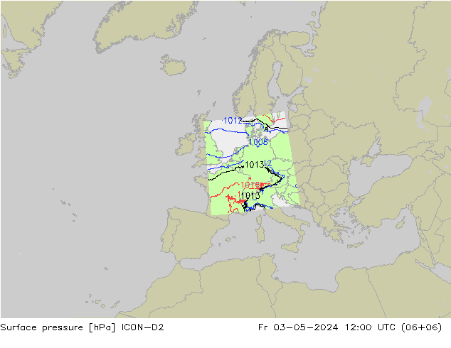 Yer basıncı ICON-D2 Cu 03.05.2024 12 UTC