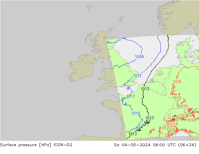 Surface pressure ICON-D2 Sa 04.05.2024 06 UTC