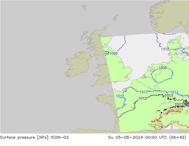 Yer basıncı ICON-D2 Paz 05.05.2024 00 UTC
