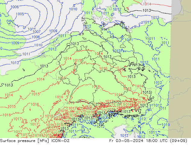 ciśnienie ICON-D2 pt. 03.05.2024 18 UTC