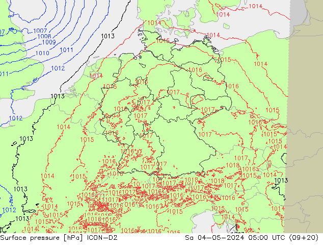 Bodendruck ICON-D2 Sa 04.05.2024 05 UTC