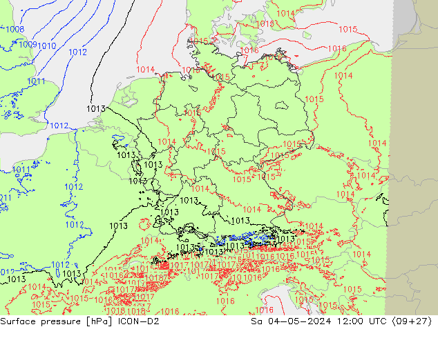 Bodendruck ICON-D2 Sa 04.05.2024 12 UTC
