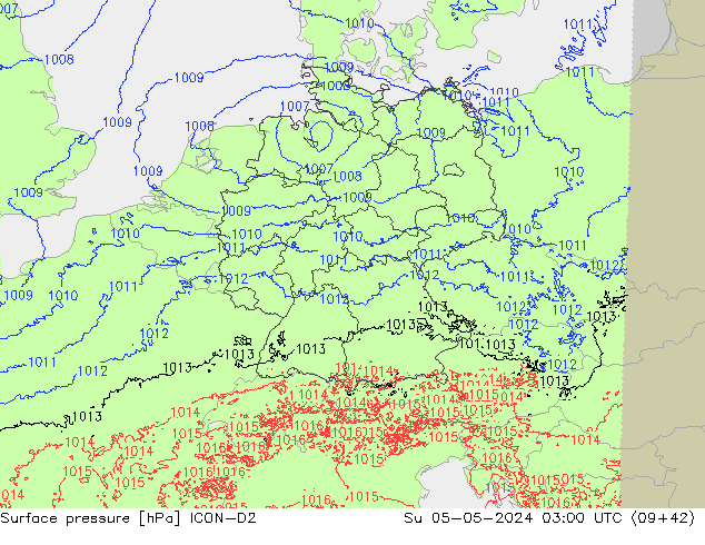 pression de l'air ICON-D2 dim 05.05.2024 03 UTC