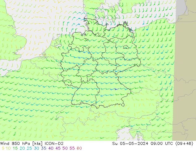  850 hPa ICON-D2  05.05.2024 09 UTC