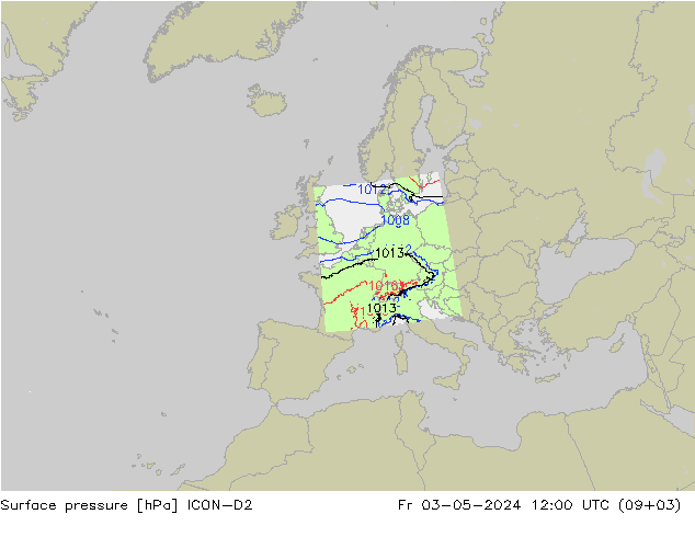 ciśnienie ICON-D2 pt. 03.05.2024 12 UTC