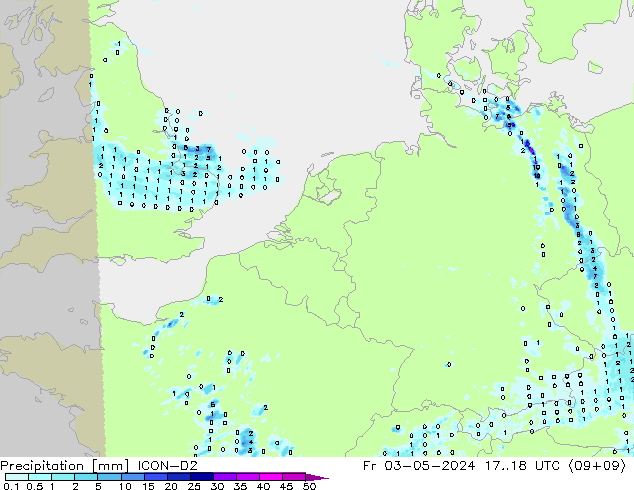 Precipitation ICON-D2 Fr 03.05.2024 18 UTC