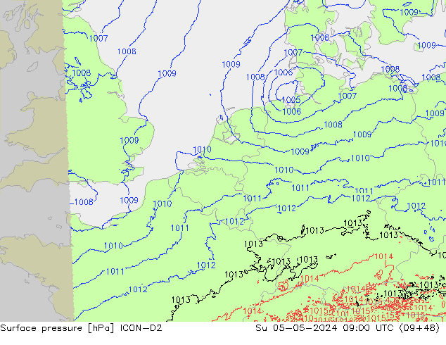 pression de l'air ICON-D2 dim 05.05.2024 09 UTC