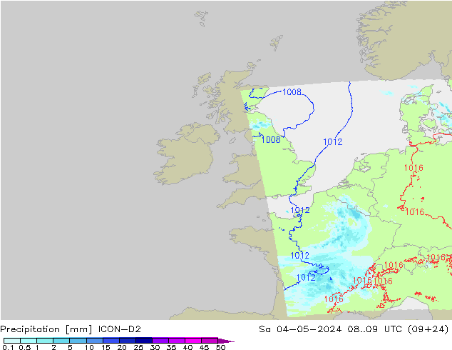 Precipitación ICON-D2 sáb 04.05.2024 09 UTC