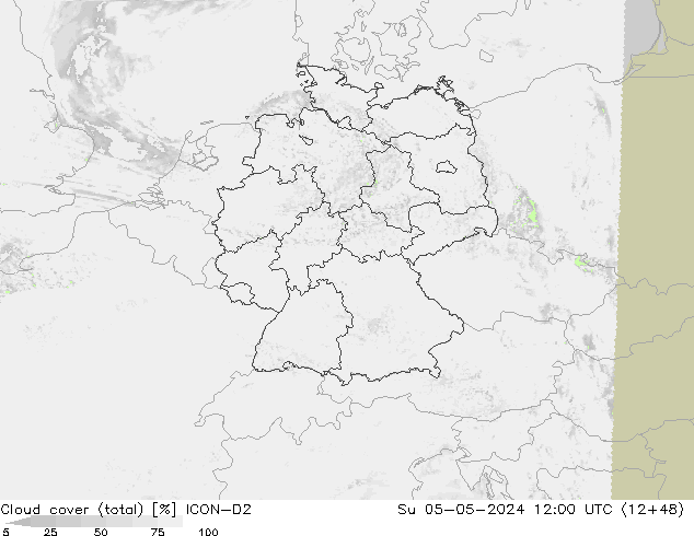 Bulutlar (toplam) ICON-D2 Paz 05.05.2024 12 UTC