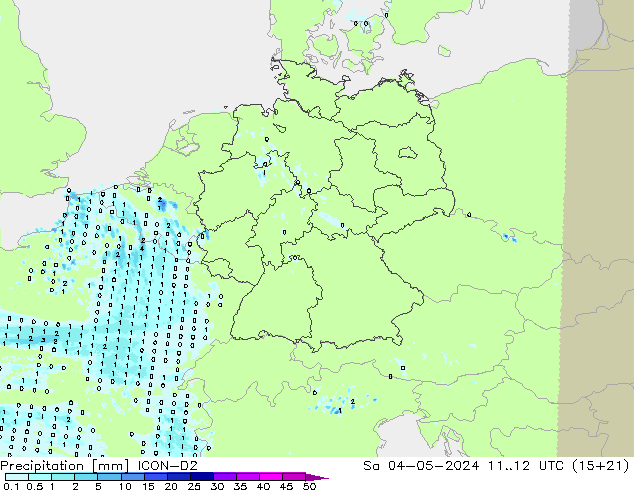 Precipitation ICON-D2 Sa 04.05.2024 12 UTC