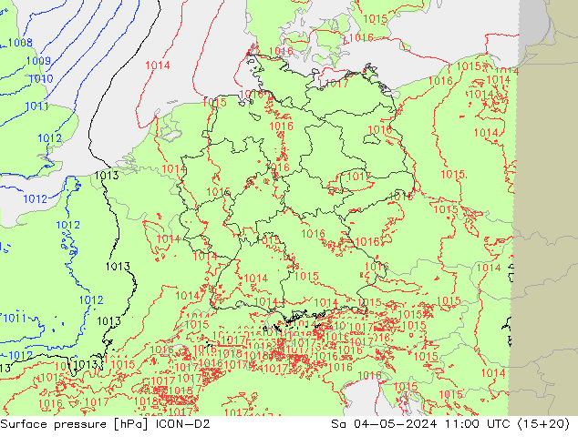 Bodendruck ICON-D2 Sa 04.05.2024 11 UTC