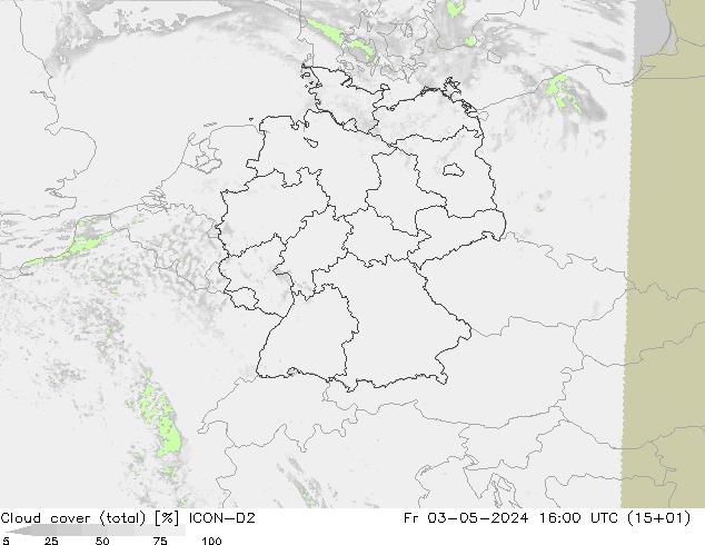 Nubes (total) ICON-D2 vie 03.05.2024 16 UTC