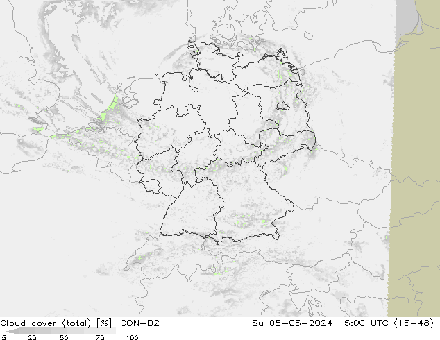 Bulutlar (toplam) ICON-D2 Paz 05.05.2024 15 UTC