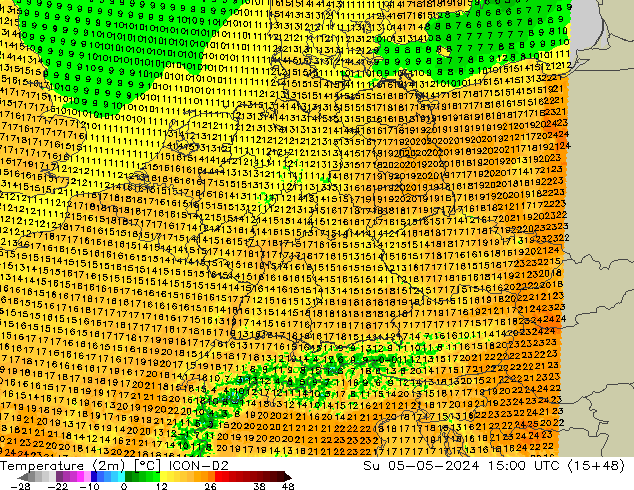 Temperature (2m) ICON-D2 Ne 05.05.2024 15 UTC