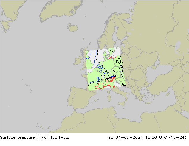 Surface pressure ICON-D2 Sa 04.05.2024 15 UTC