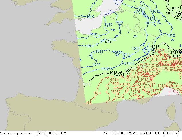 приземное давление ICON-D2 сб 04.05.2024 18 UTC